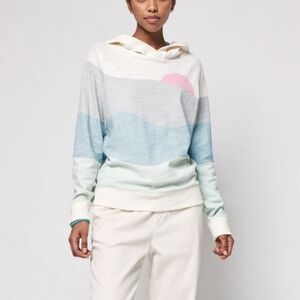 Faherty Cream and Blue Wave Hoodie